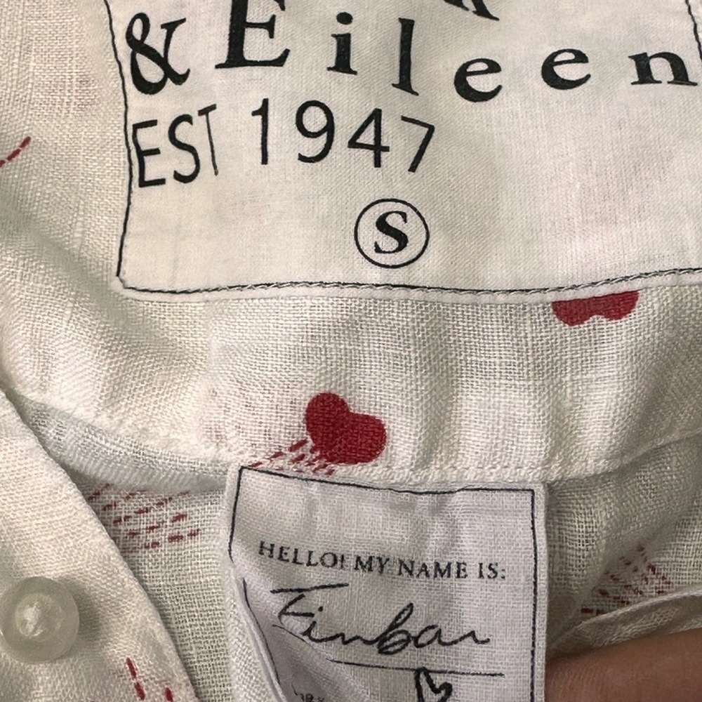 Frank & Eileen Size Small Finibar White & Red Shooting Hearts linen buttondown - Picture 9 of 16